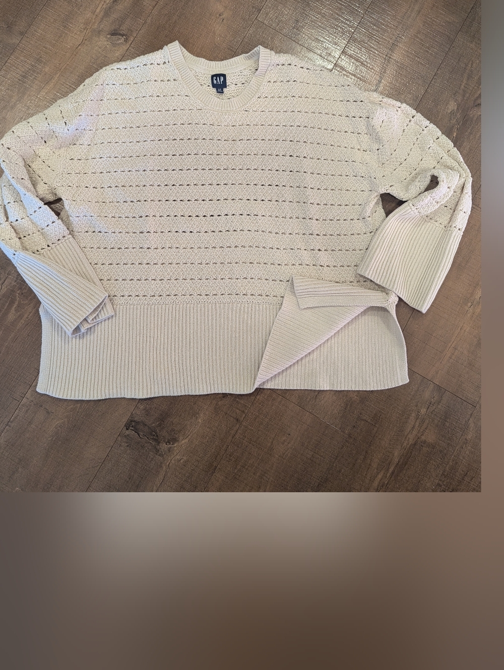 GAP Cream Open-Knit Crewneck Sweater